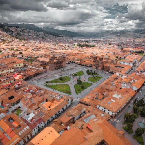Center of the historic plaza of Cusco