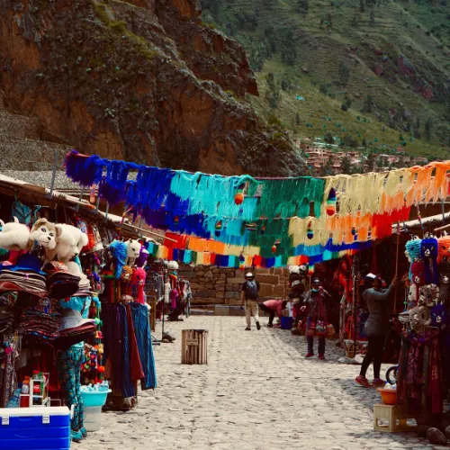 Andean market of Pisac from Cusco