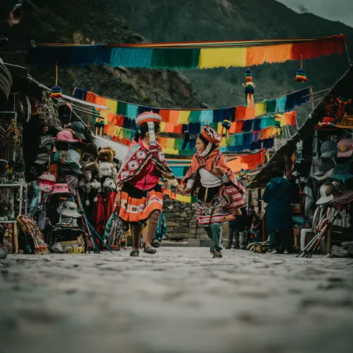 Andean market of Pisac from Cusco