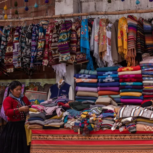 Andean market of Pisac from Cusco