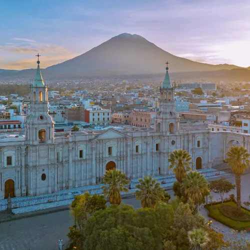 White city of Arequipa and Misti volcano