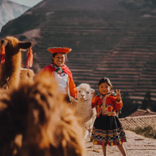 Tourist with local people Cusco