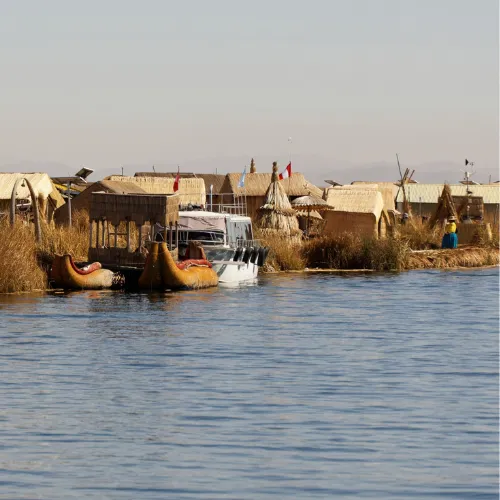 Totora reed boats from Puno on Lake Titicaca